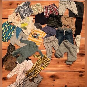 31pc bundle lot 12m / 5shirt 17bottom 1 jumpsuit 1hoodie 7onesie no stains